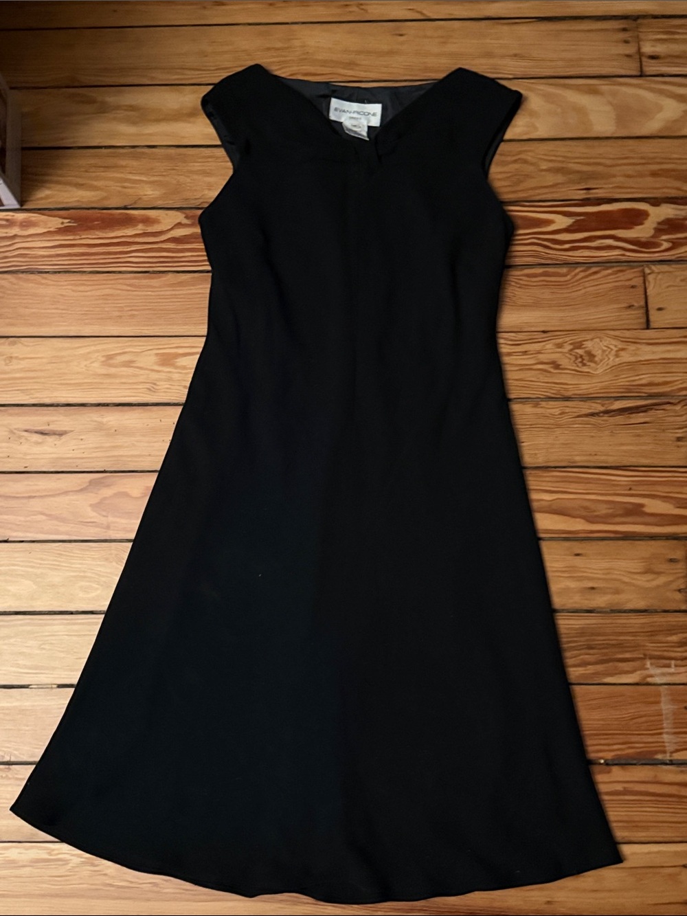 Evan Picone Black Cap-Sleeve A-Line Dress